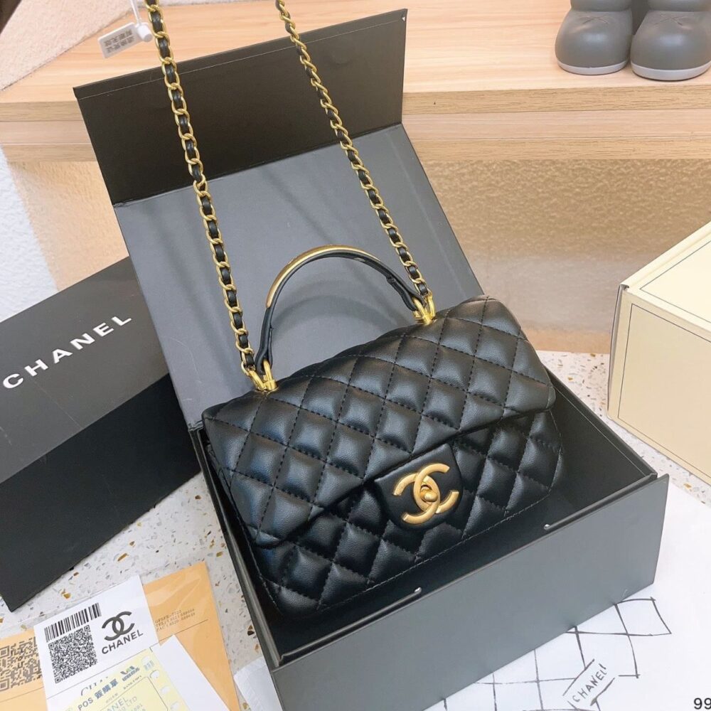 Alternative view of Chanel Mini Flap Bag With Gold Hardware Top Handle Black 21Cm AS2431