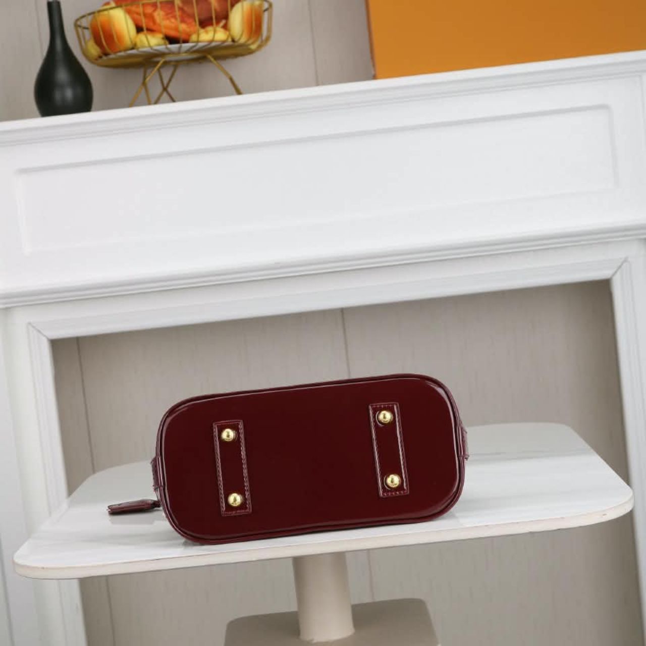 Louis Vuitton Alma BB Monogram Vernis Leather Dark Red 23Cm - Image 5