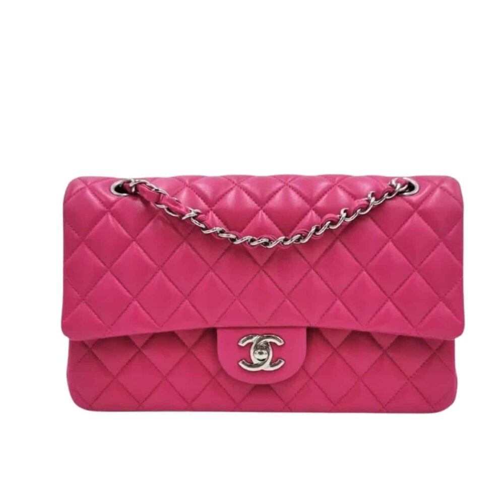 Chanel Medium Classic Flap Silver Hardware Pink 25Cm