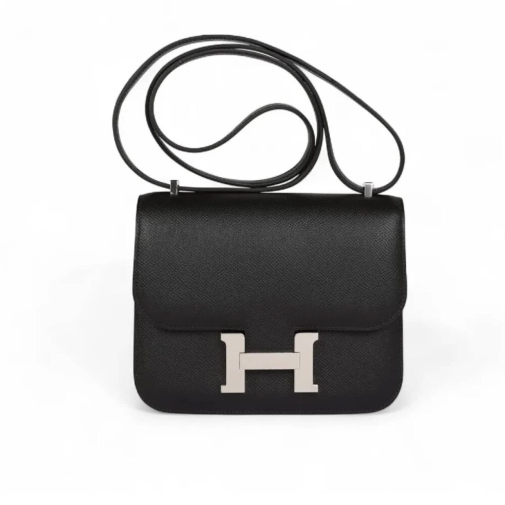 Hermes Constance Epsom CK89 Black Silver Hardware 18Cm