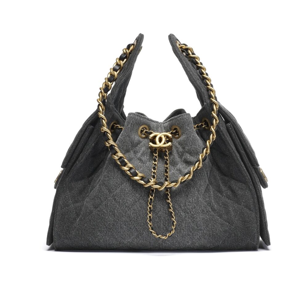 Chanel 25 Small Handbag Washed Denim Black 26Cm AS5293 B20520 U0725