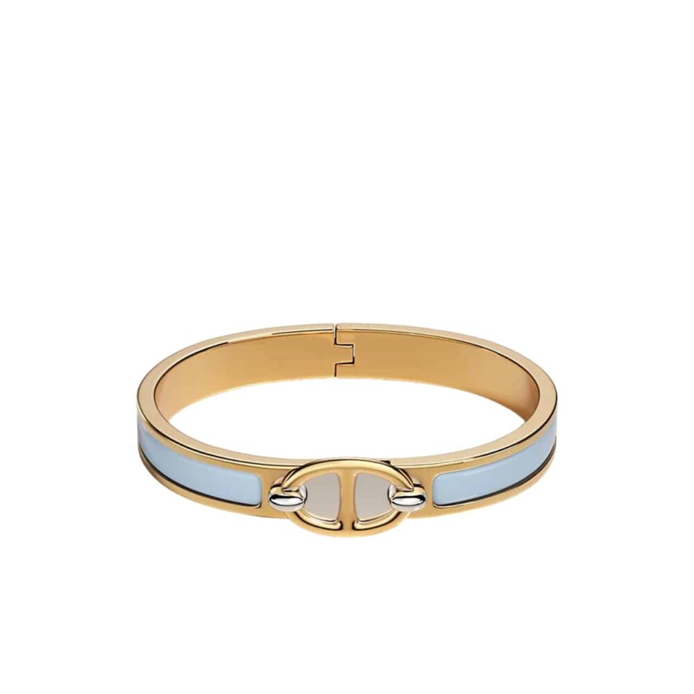 Hermes Mini Clic Chaine D'Ancre Bracelet Gold Tone With Light Blue H209000FV4HGM