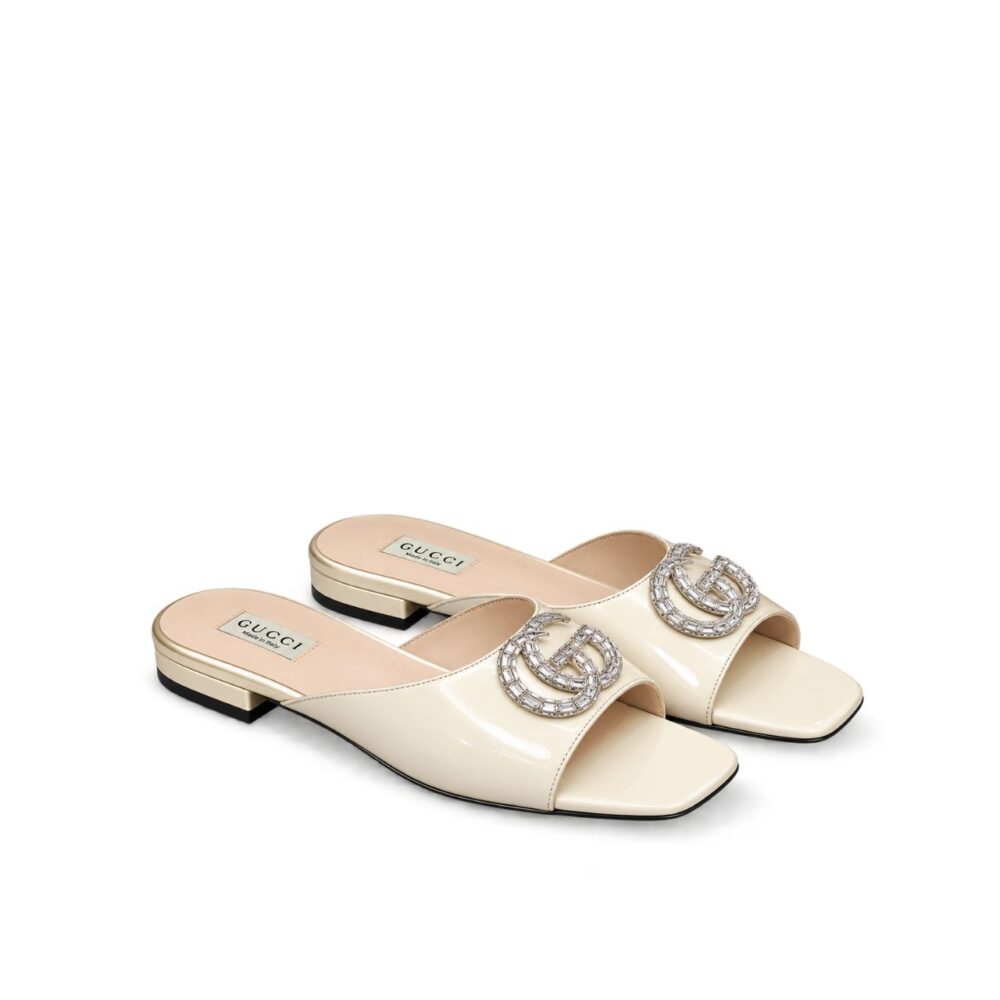 Gucci GG Crystal Slippers White