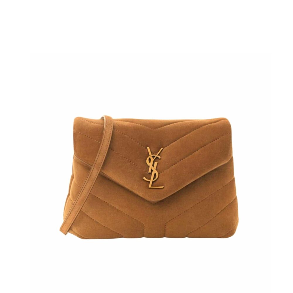 Saint Laurent Loulou Small Shoulder Bag In Suede Brown 22Cm
