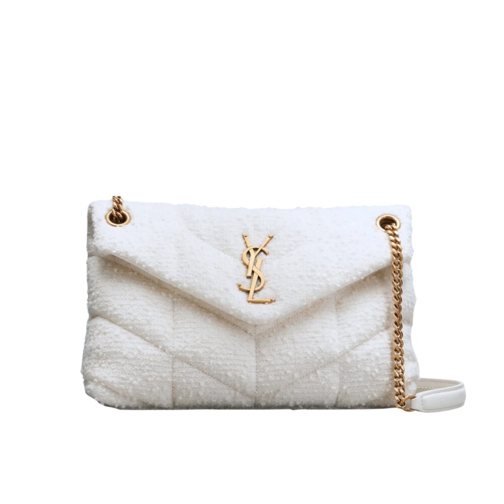 Saint Laurent Small Loulou Boucle Bag White 23Cm