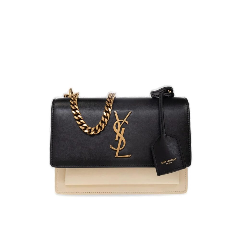Saint Laurent Sunset Medium Chain Bag In Smooth Black And Beige 22Cm 442906D42EW1089