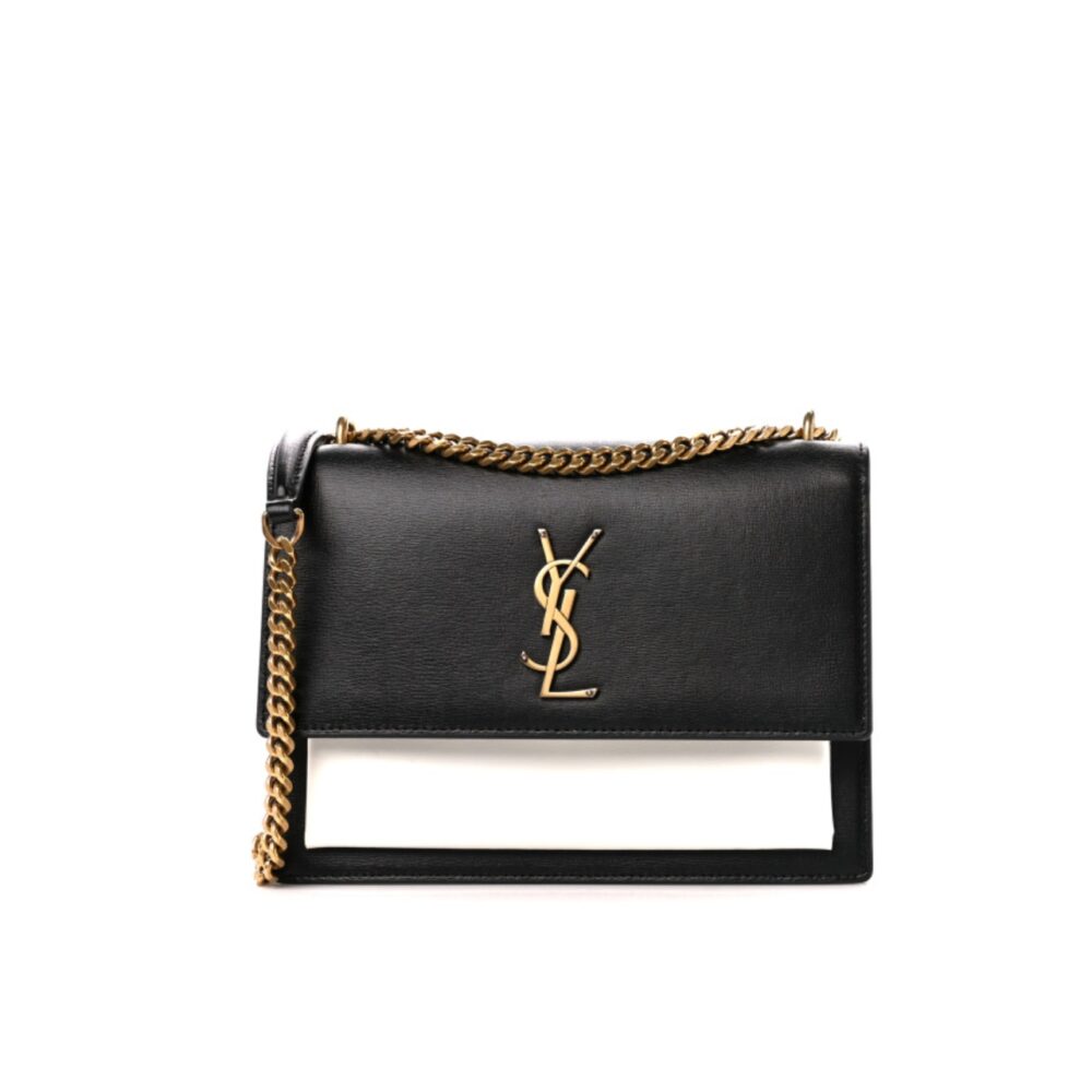 Saint Laurent Sunset Smooth Shoulder Bag Bicolor Black And White 23Cm