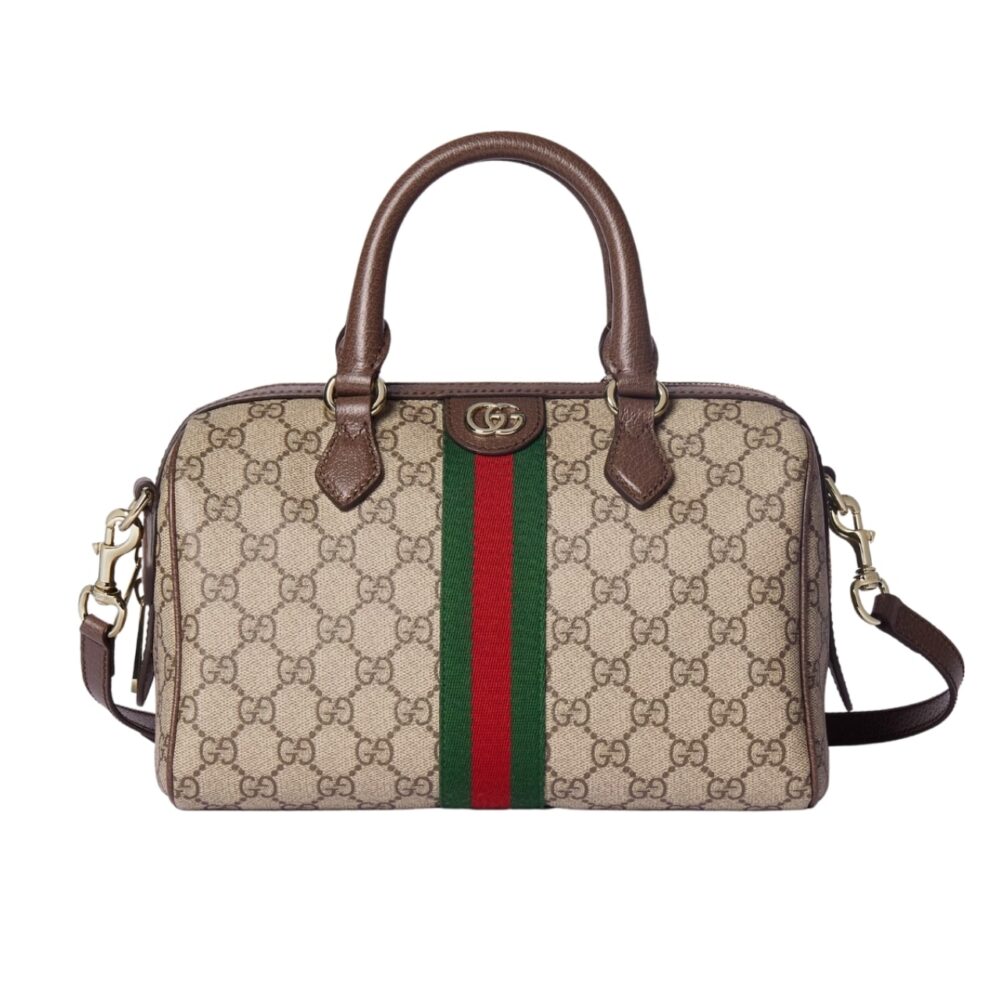 Gucci Ophidia Gucci Small Boston Bag Beige And Dark Brown GG Monogram 22Cm 772053 96IWG 8745