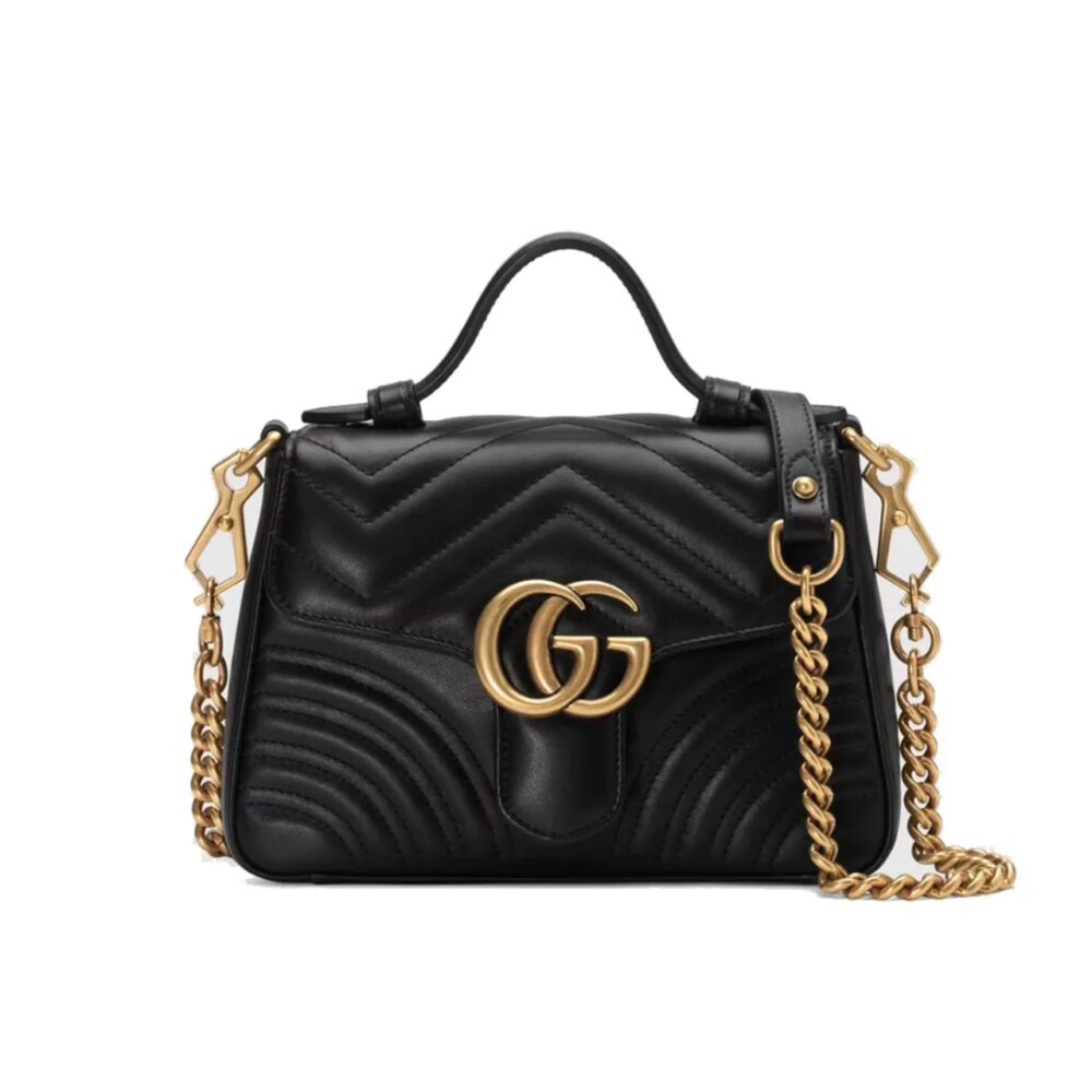 Gucci GG Marmont Mini Top Handle Bag Black 20Cm 547260 DTDIT 1000
