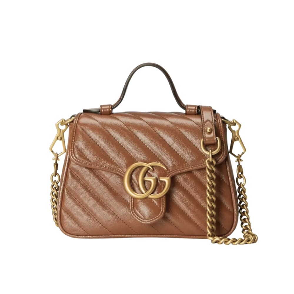 Gucci GG Marmont Mini Top Handle Bag Brown 20Cm