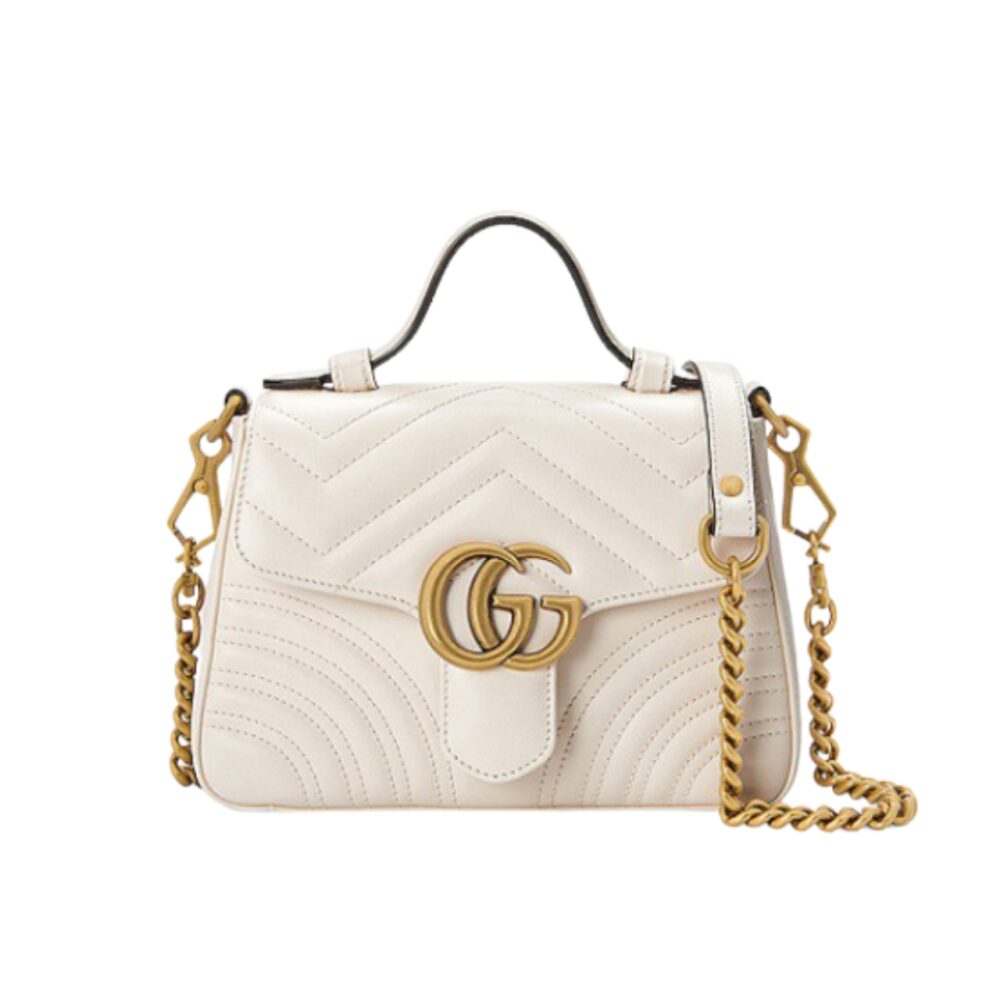 Gucci GG Marmont Mini Top Handle Bag White 20Cm 547260 DTDIT 9022