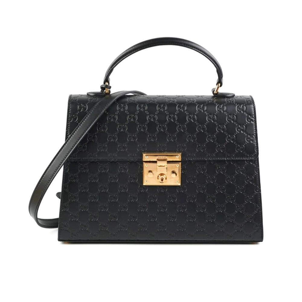 Gucci Padlock Medium Top Handle Bag Black 28Cm