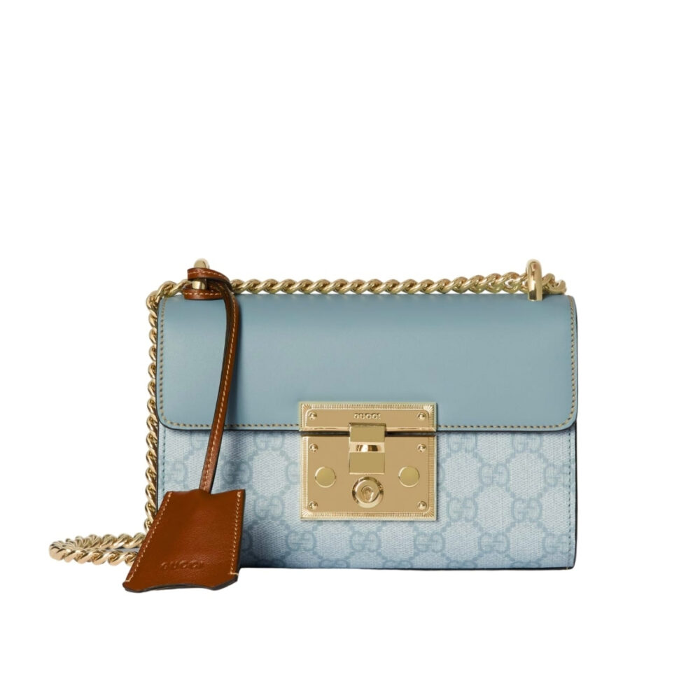 Gucci Padlock Small Shoulder GG Supreme Dusty Blue 20Cm 09487 FAD3R 8744