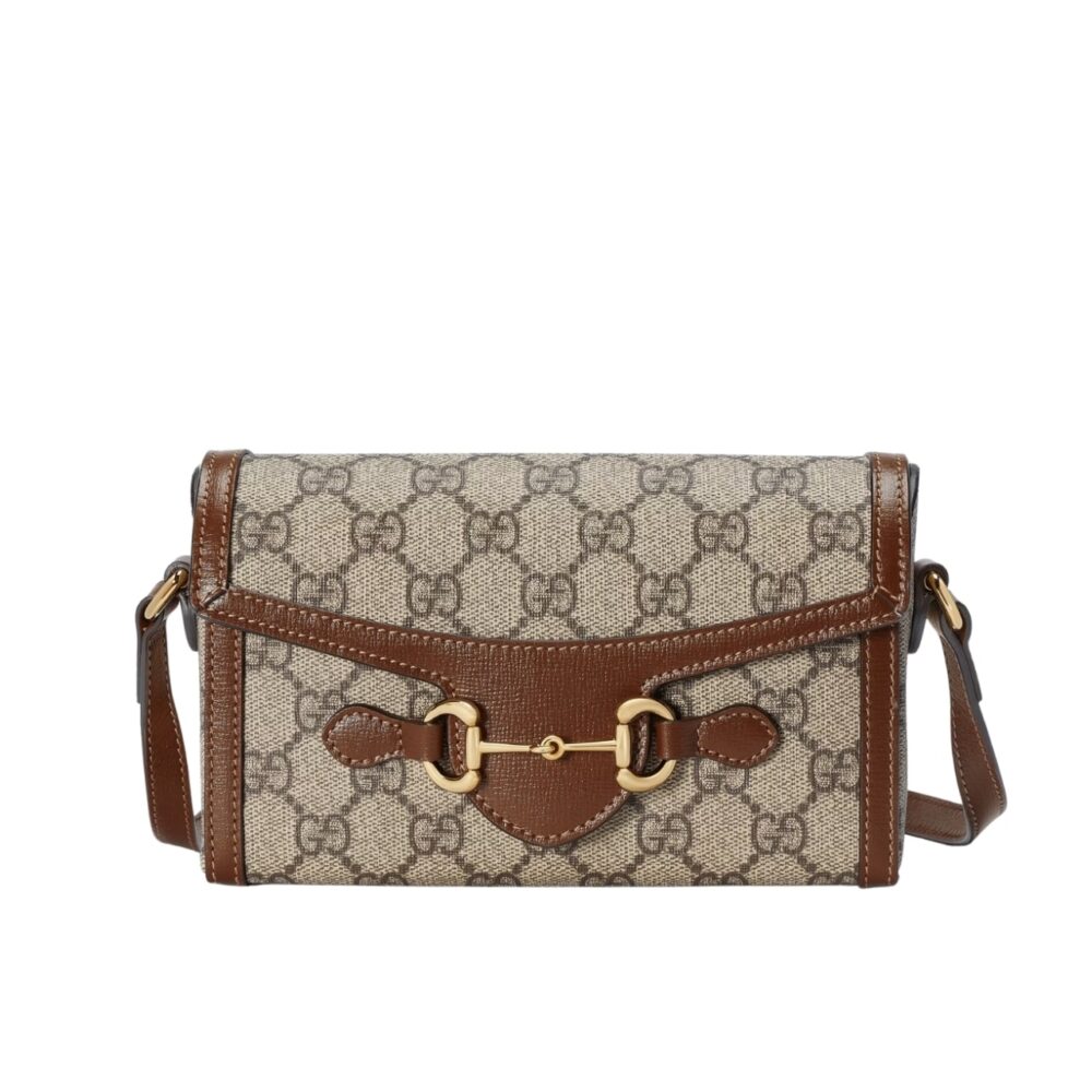 Gucci Horsebit 1955 Mini Bag Beige And Dark Brown GG Supreme 18Cm 699296 92TCG 8563