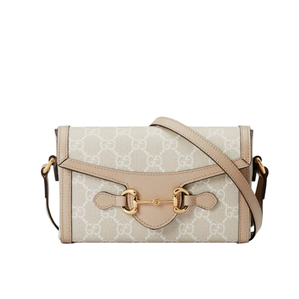 Gucci Horsebit 1955 Mini Bag Beige And White GG Supreme 18Cm 699296 UULBG 9683