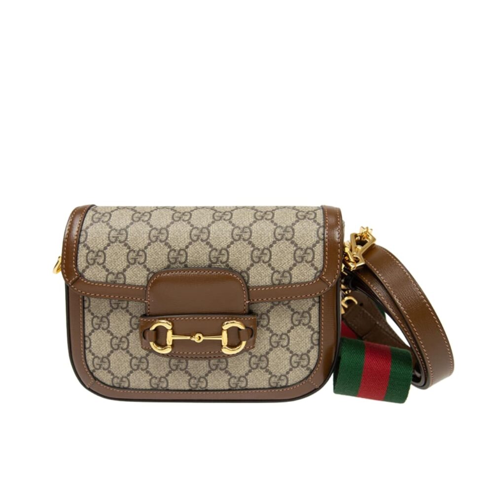 Gucci Horsebit 1955 Mini Bag Beige And Ebony Supreme Canvas 20Cm 658574 HUHHG 8565