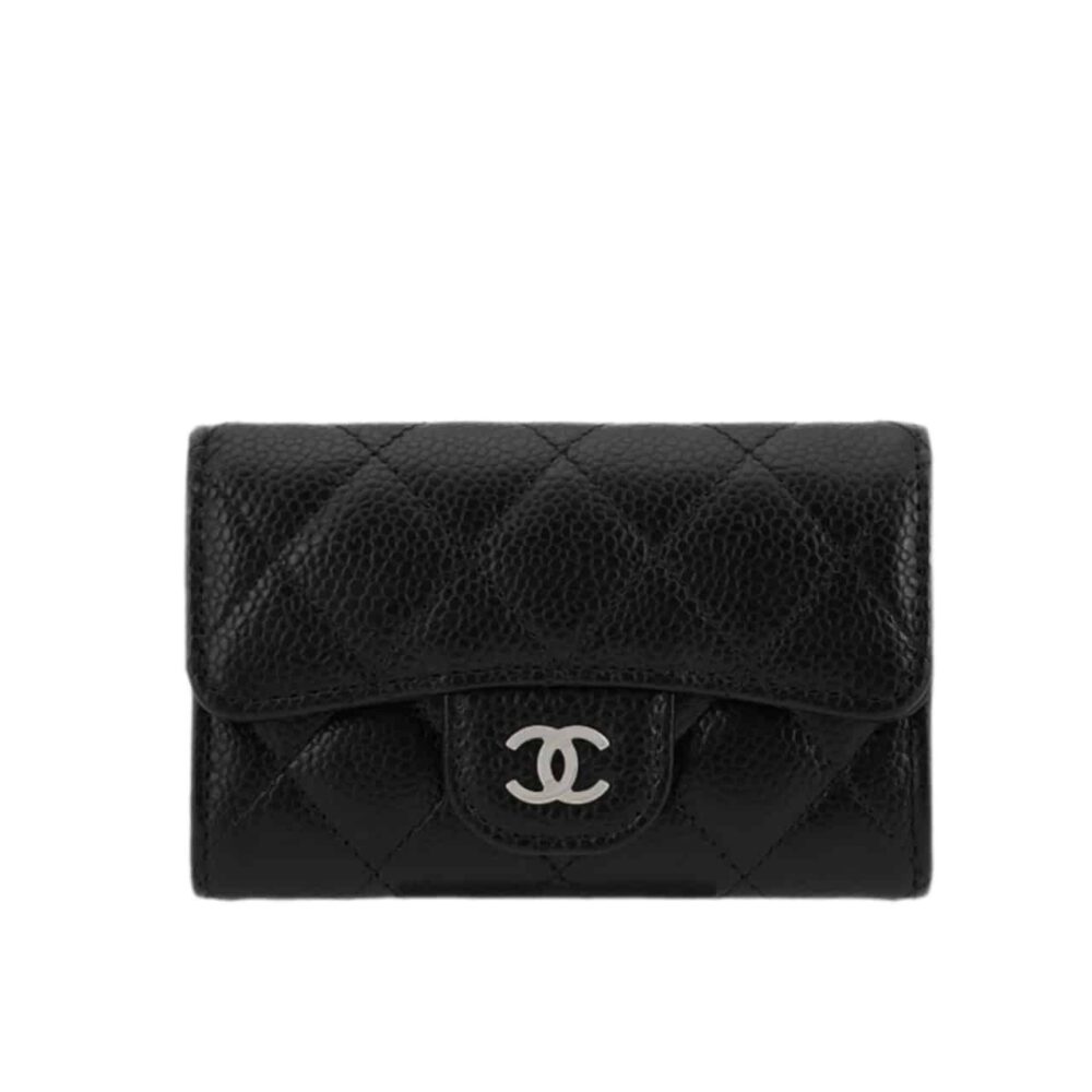 Chanel Classic Card Holder Grain Leather Black With Silver Hardware 11Cm AP0214 Y01588 C3906
