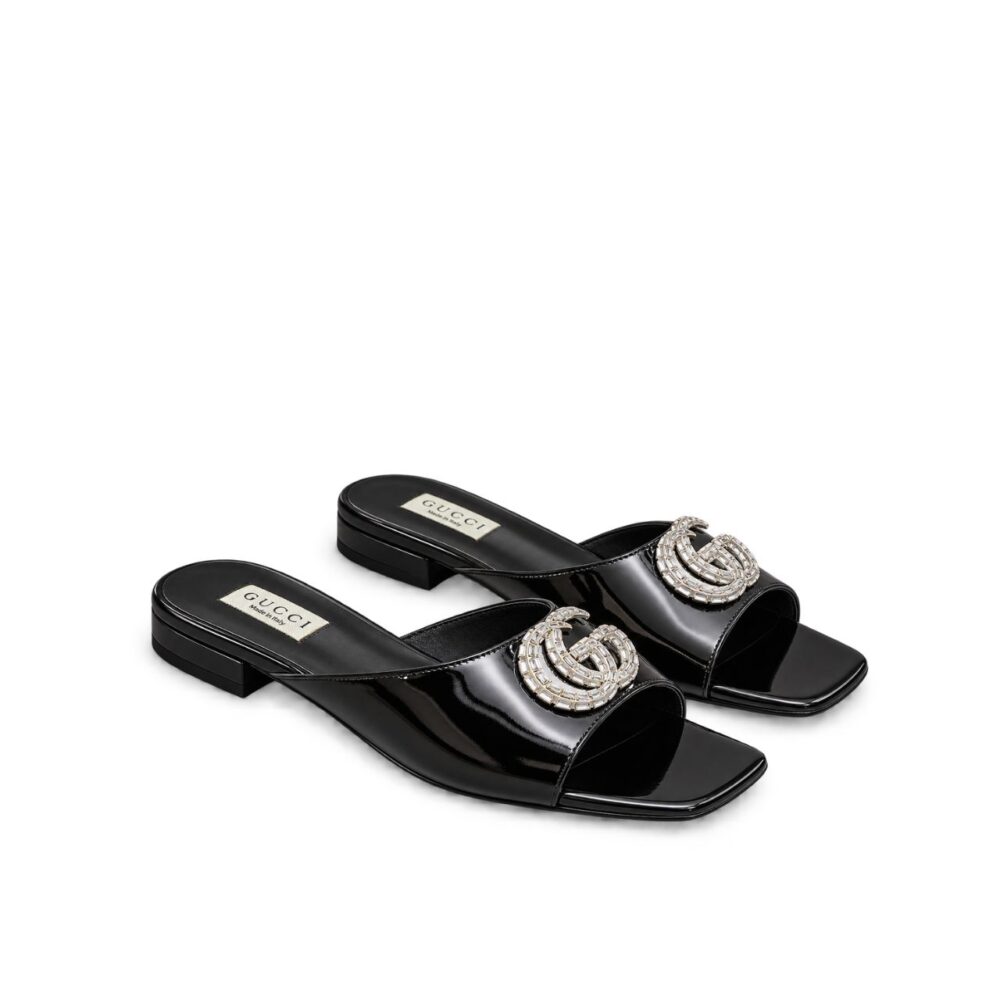 Gucci GG Crystal Slippers Black