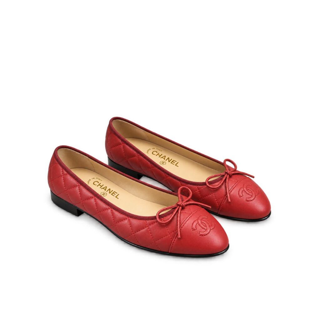 Chanel Ballerina Flat Shoes In Red