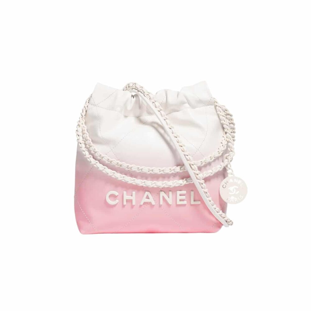 Chanel 22 Mini Handbag Patent Gradient Calfskin Pink 20Cm