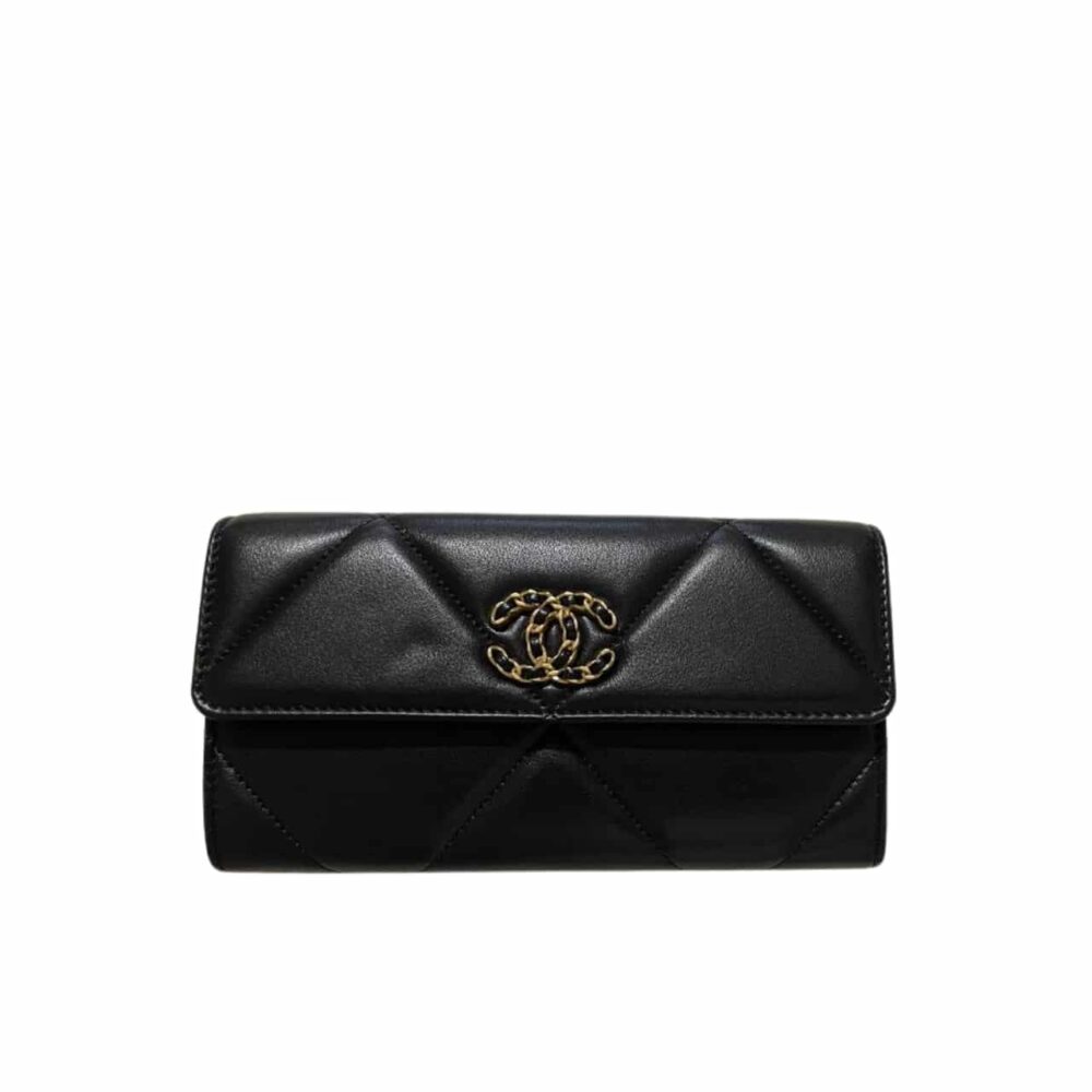 Chanel 19 Flap Long Wallet Black 19Cm