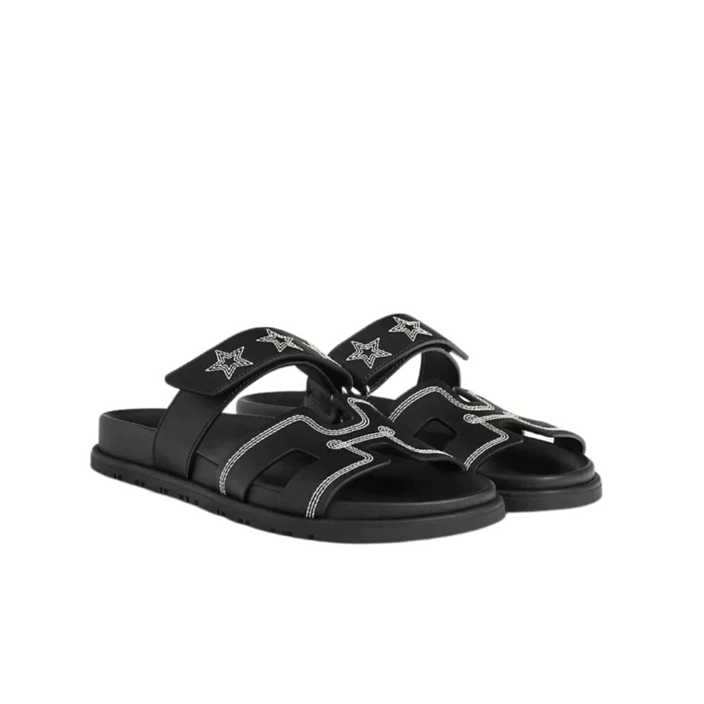 Hermes Chypre Sandal Star Stitched Noir H232142Z 02340