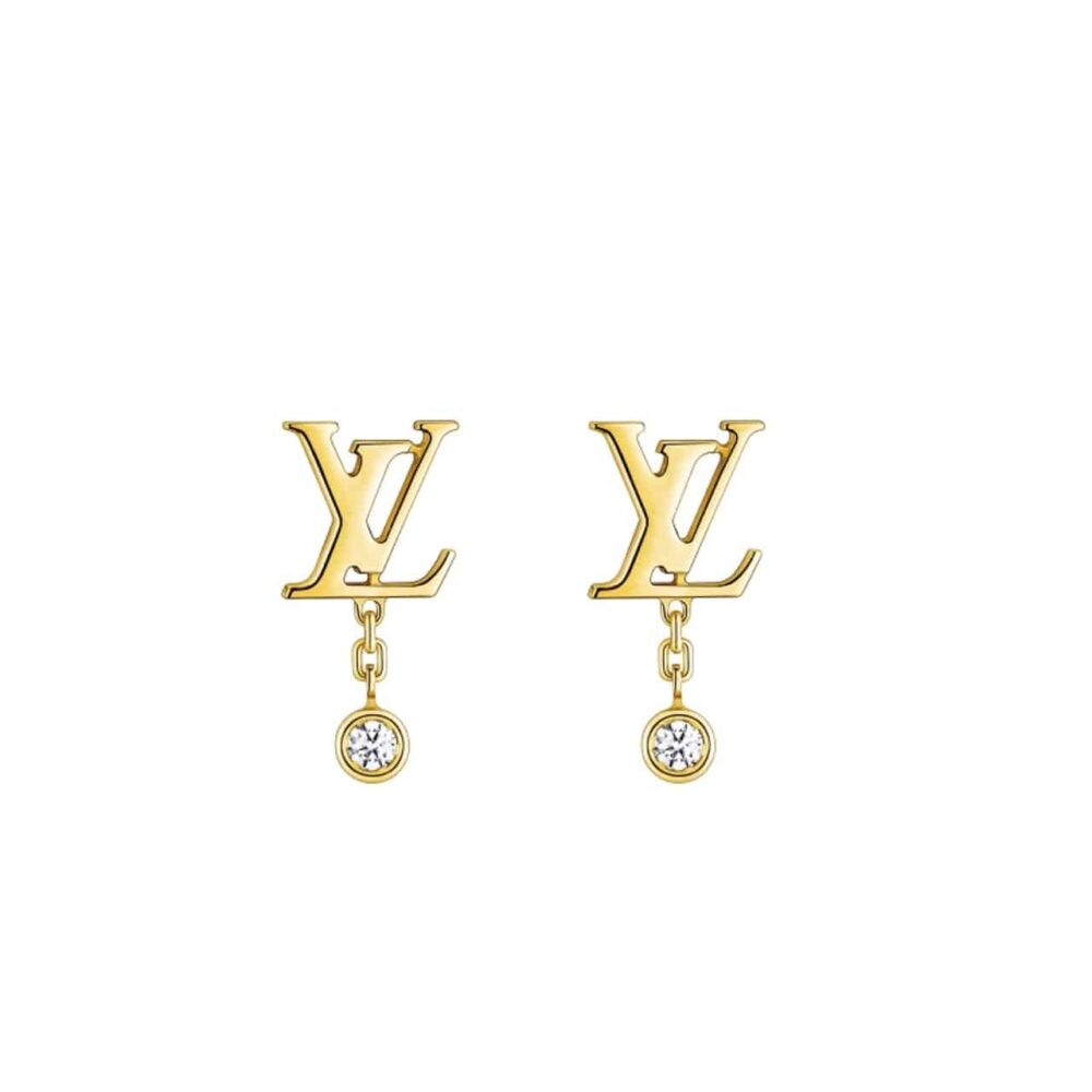 Louis Vuitton Gold And Diamond Earrings Q96495