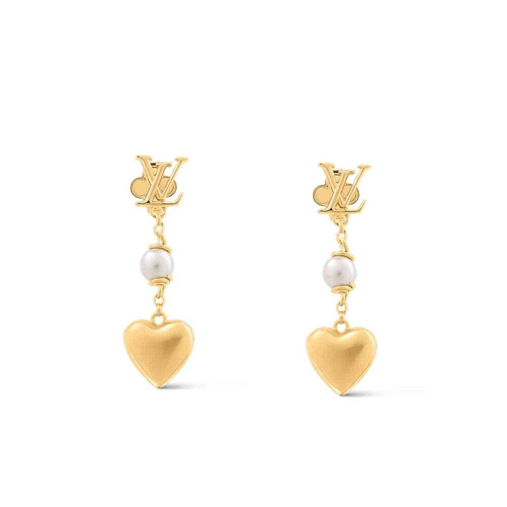 Louis Vuitton LV Heart Earrings Gold M01011