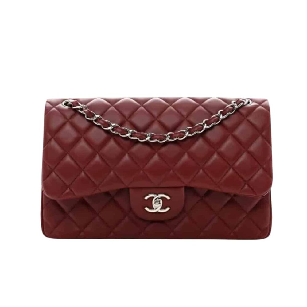 Chanel Classic Double Flap Bag Plum Red 25Cm