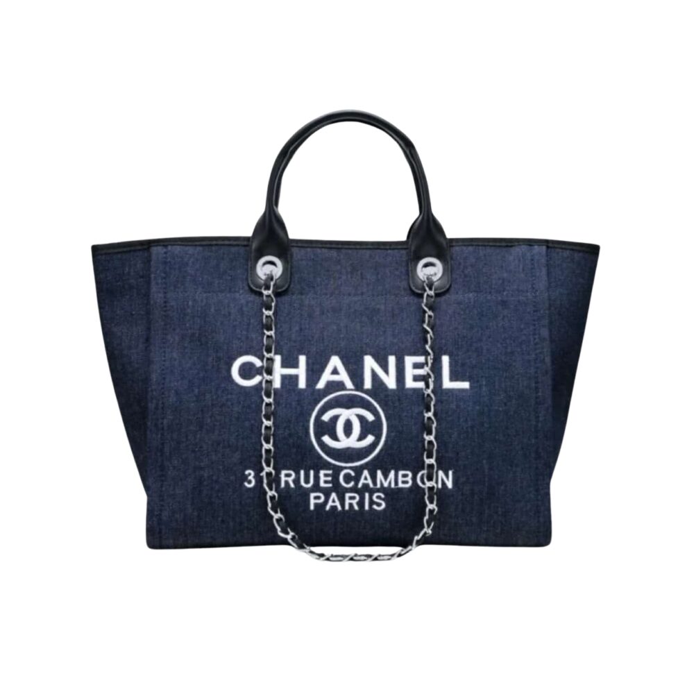 Chanel Deauville Shopping Tote Dark Blue 39Cm