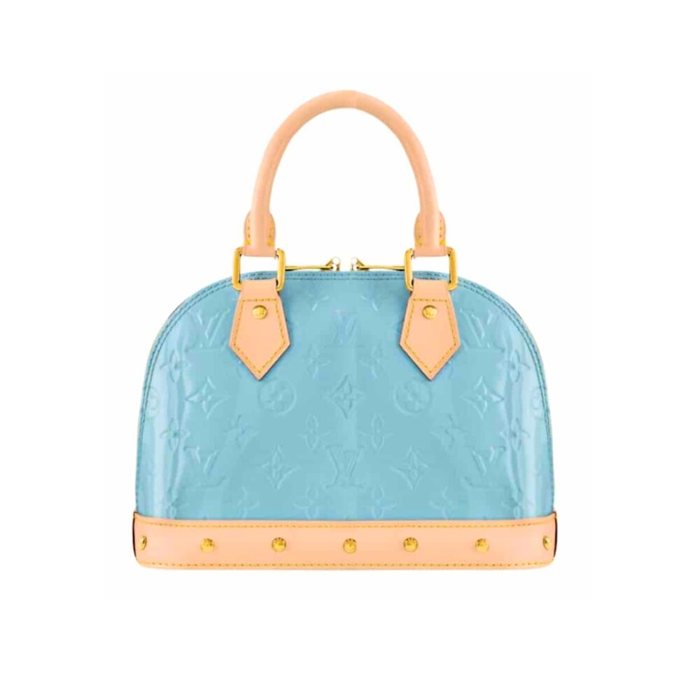 Louis Vuitton Alma Nano Monogram Vernis Embossed Sky Blue 18Cm M24062