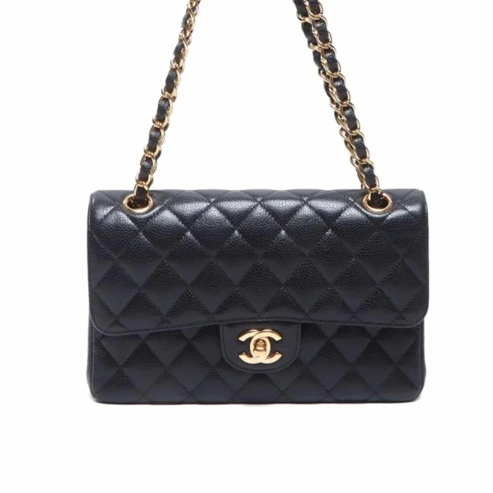 Chanel Classic Flap Caviar Black Crossbody Bag 20Cm