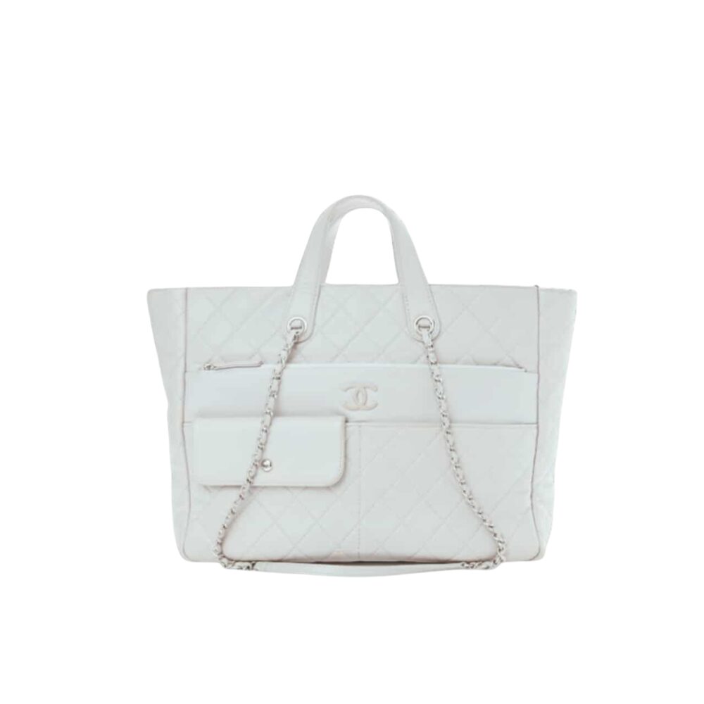 Chanel Ultra Pocket Shopping Tote White 37Cm