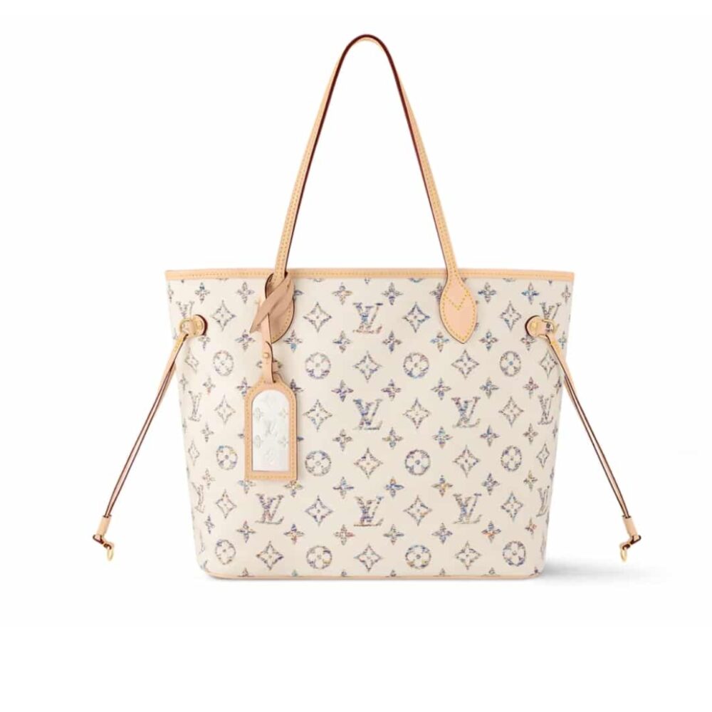 Louis Vuitton Neverfull MM Monogram Jacquard Fabric Multicolor Beige 32Cm M24905
