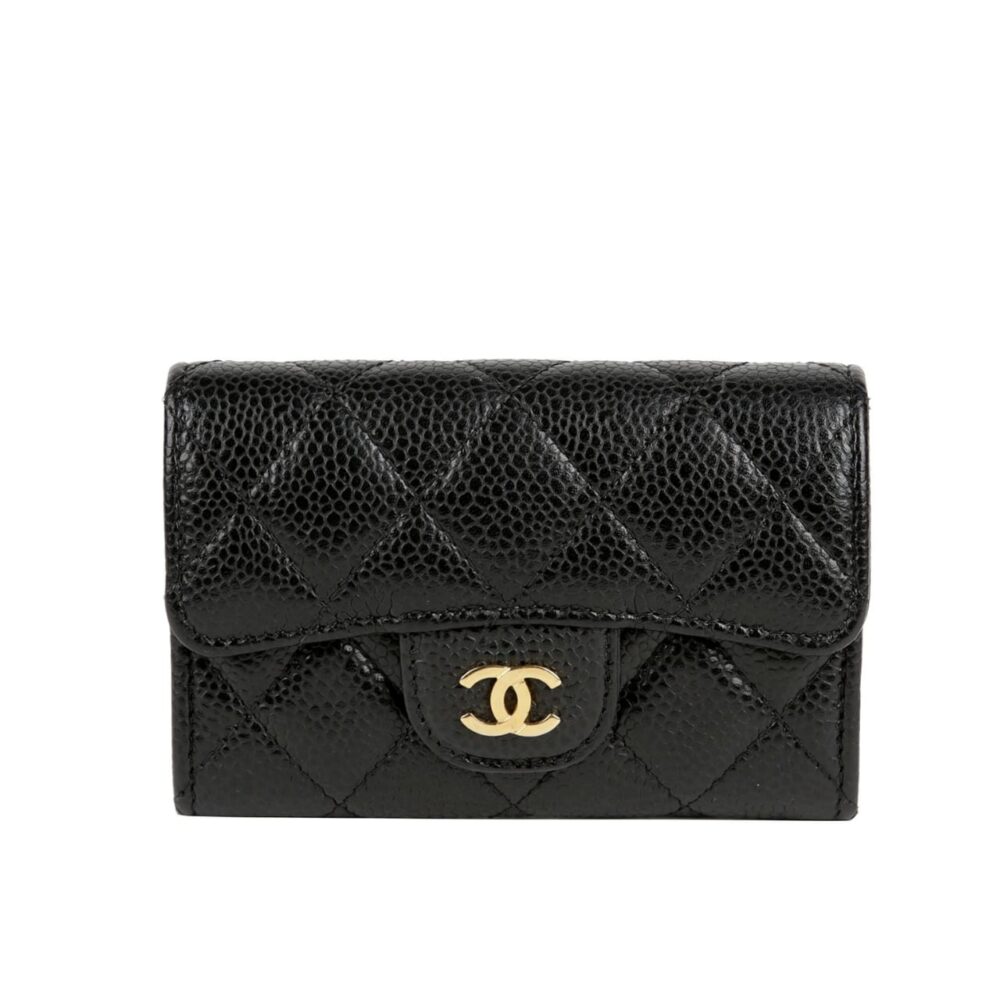 Chanel Classic Card Holder Grain Leather Black With Gold Hardware 11Cm AP0214 Y01864 C3906