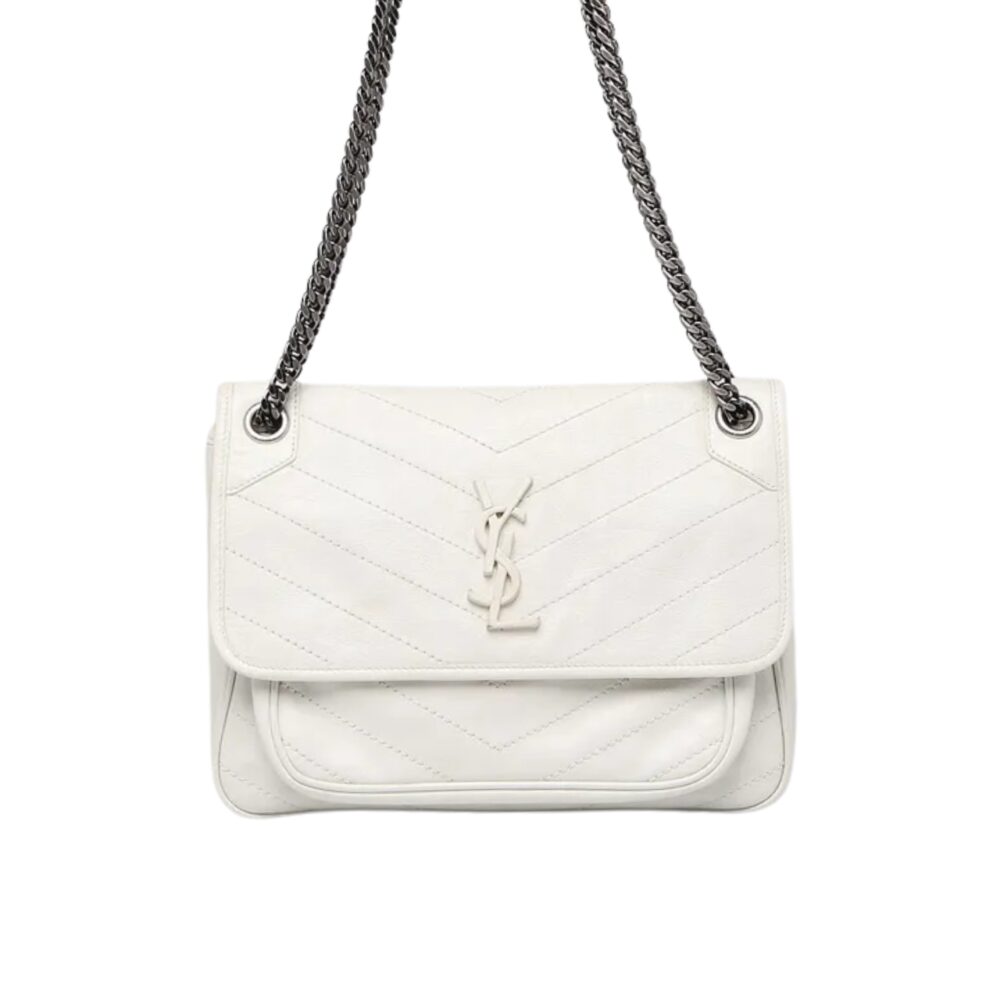Saint Laurent Niki Medium In Vintage Leather White 28Cm