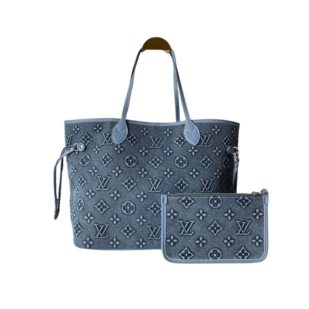 Louis Vuitton Neverfull MM Bag Monogram Denim Blue 32Cm