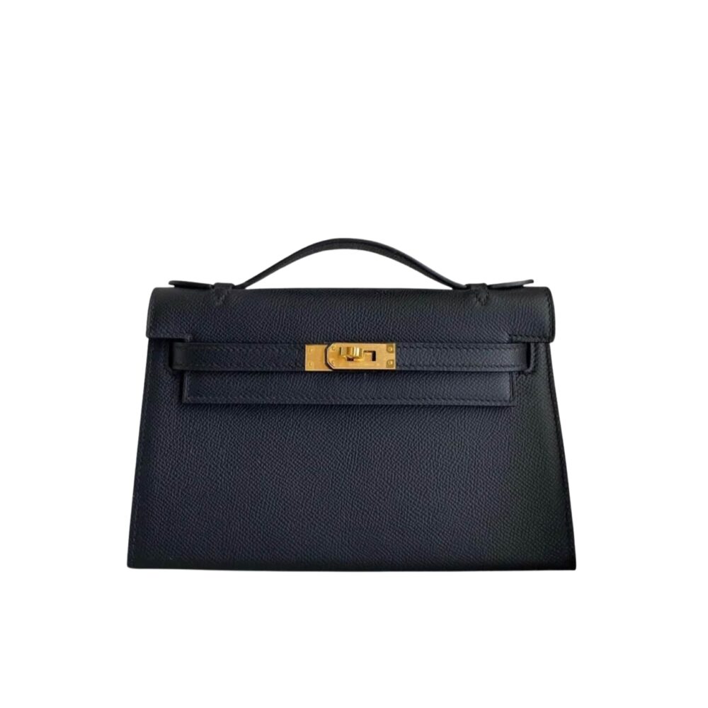 Hermes Kelly Mini Epsom Handbag Black And Gold 20Cm