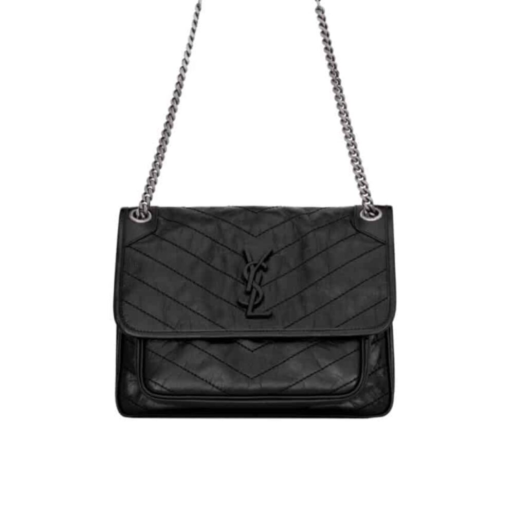 Saint Laurent Niki Medium In Vintage Leather Black 28Cm 6331580En041000