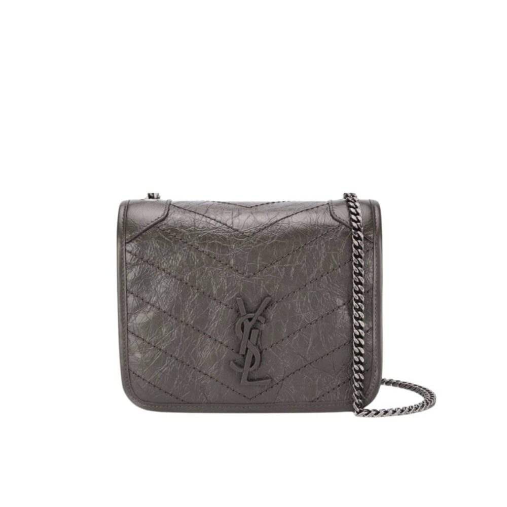 Saint Laurent Niki Vintage Leather Chain Wallet Beige 19Cm