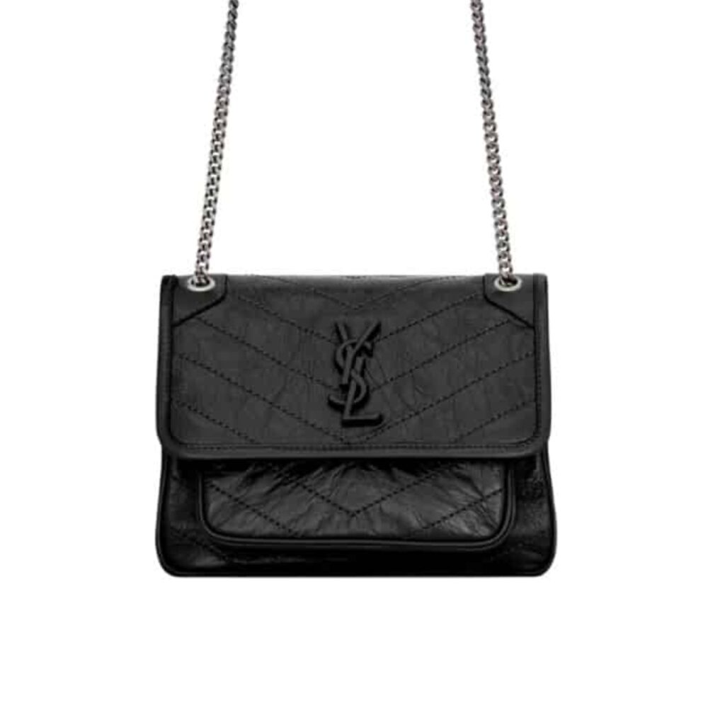 Saint Laurent Niki Baby In Vintage Leather Black 21Cm 6331600En041000
