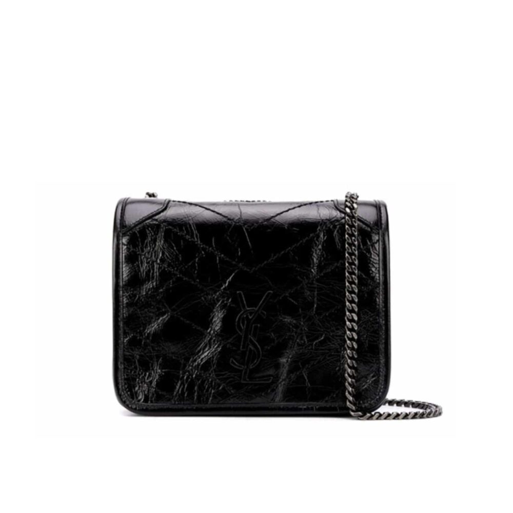 Saint Laurent Niki Vintage Leather Chain Wallet Black 19Cm 583103 0En04 1000