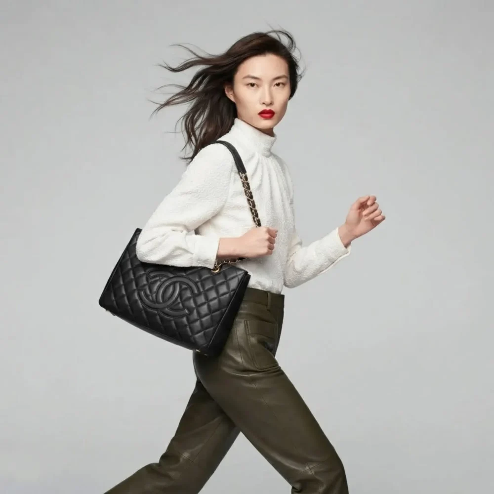 Alternative view of Chanel Caviar Grand Shopping Tote Black 33Cm