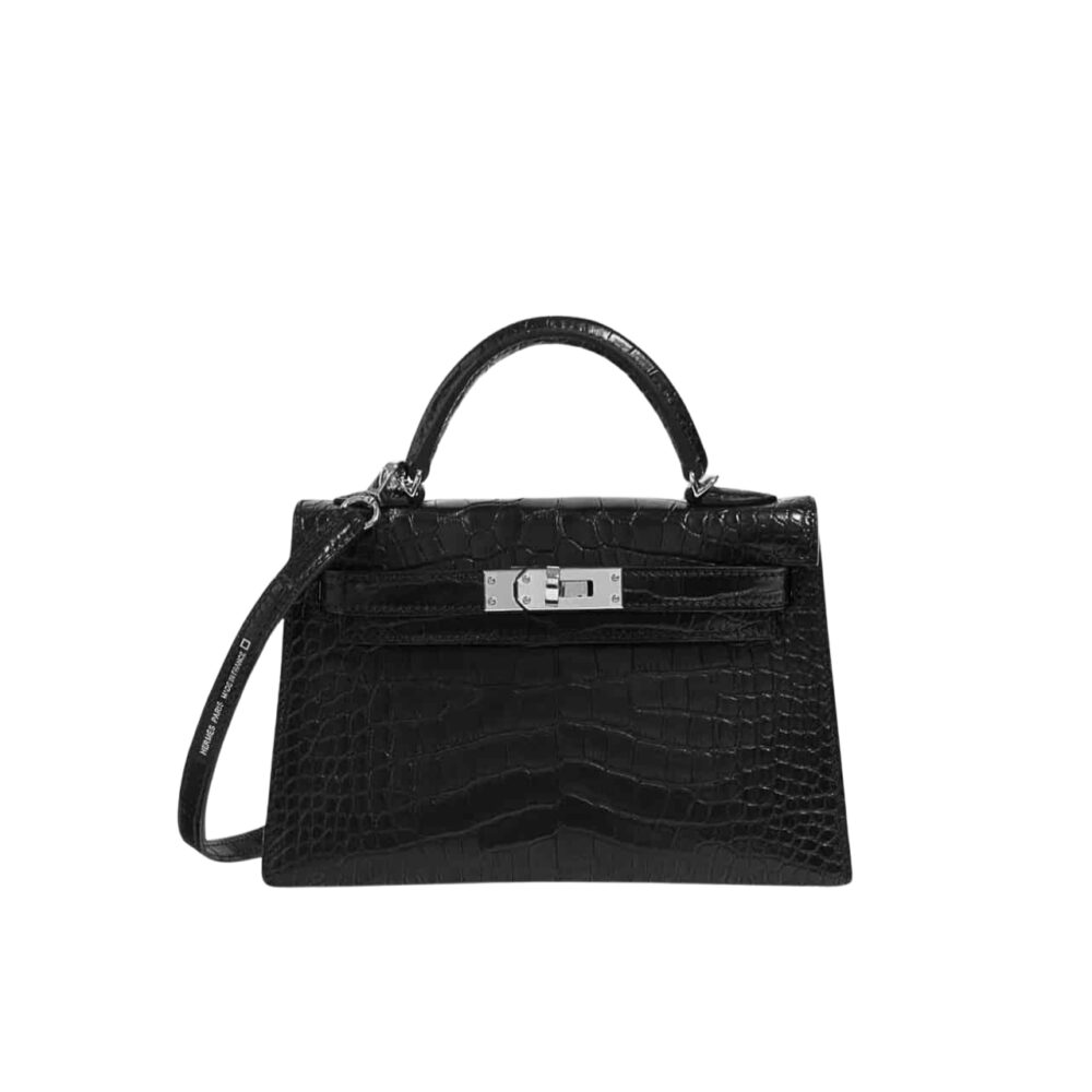 Hermes Kelly Mini Handbag Matte Alligator Black 20Cm