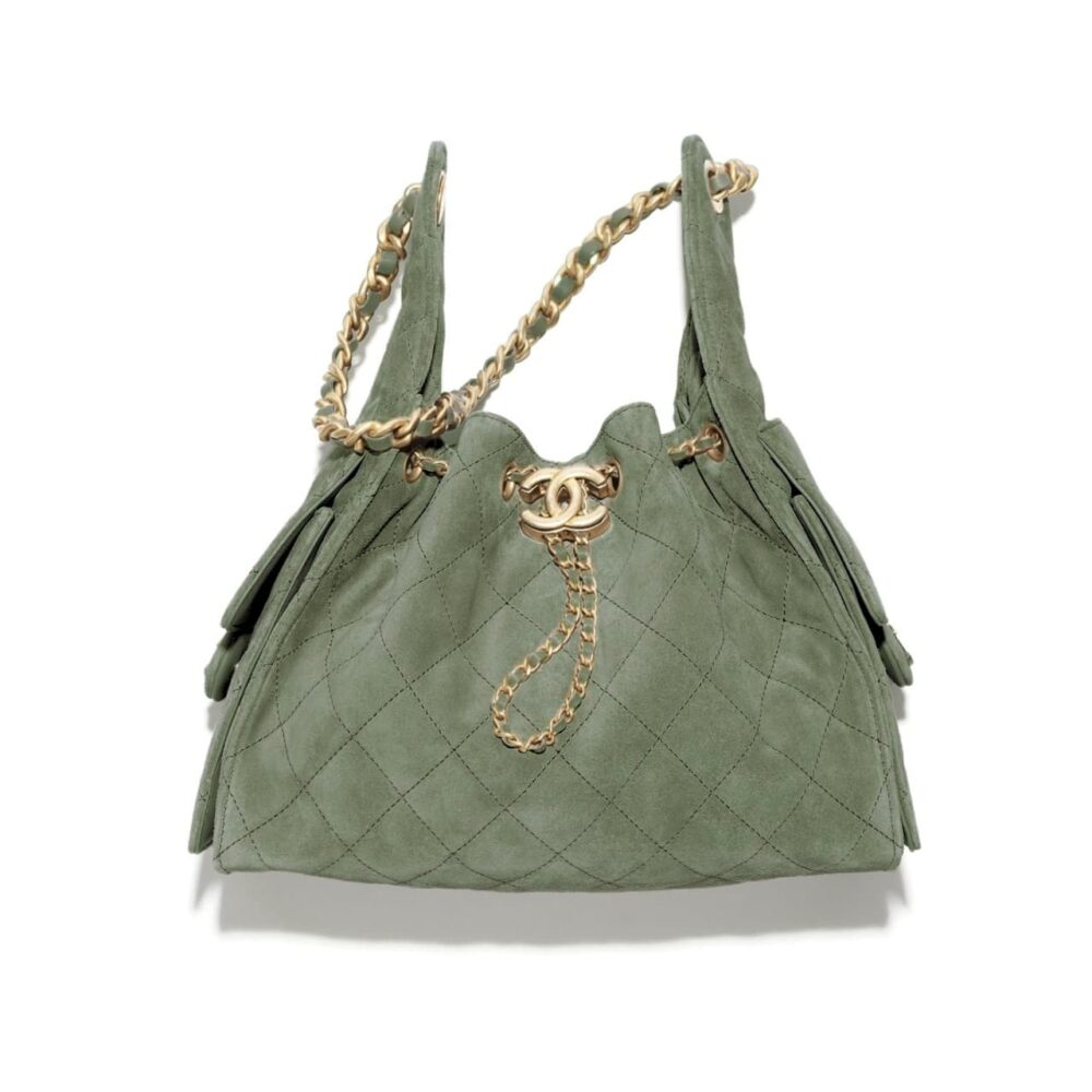 Chanel 25 Medium Handbag Suede Grey 34Cm AS5293 B18799 NACAA