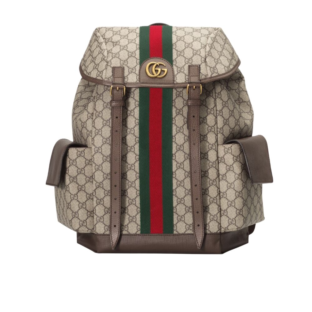 Gucci Ophidia GG Medium Large Backpack Beige And Ebony GG Supreme Canvas 40Cm 598140 HUHAT 8564
