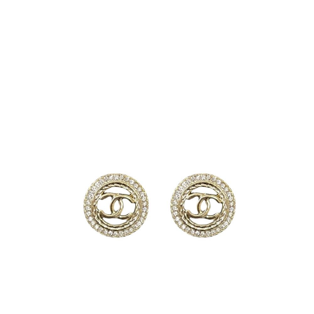 Chanel Round Stud Earrings Gold