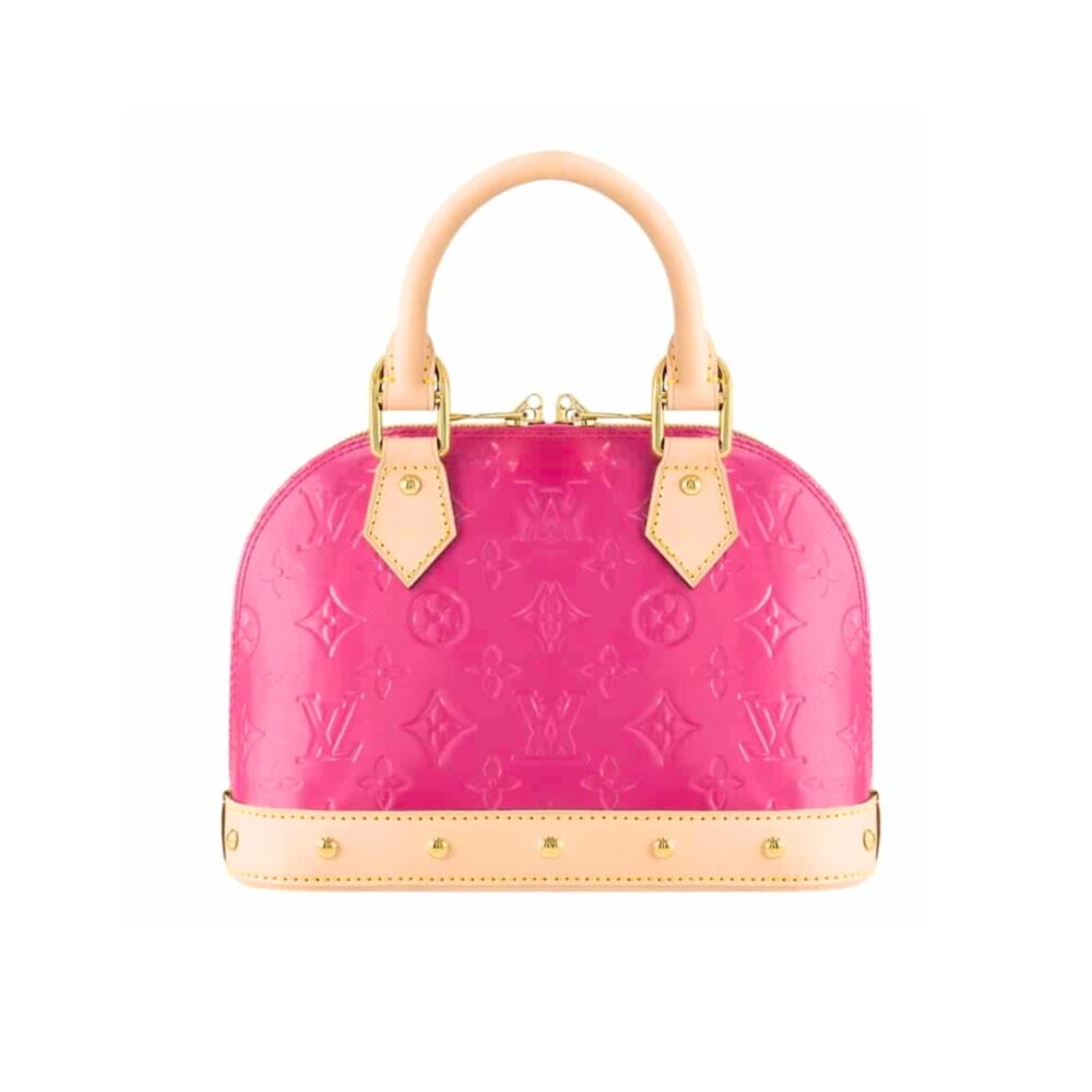 Louis Vuitton Alma Nano Monogram Vernis Embossed Neon Pink 18Cm M90611