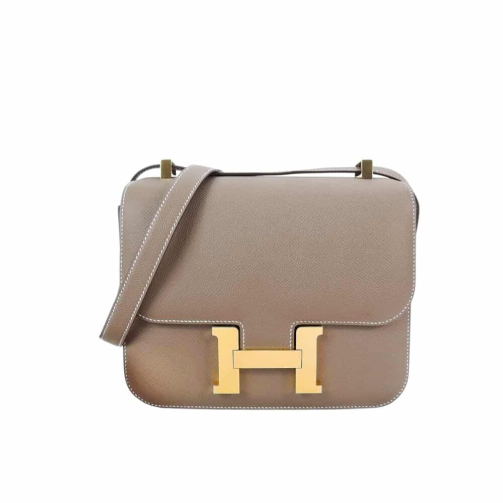 Hermes Constance Epsom CK18 Etoupe Rose Gold Hardware 18Cm