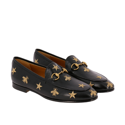 Gucci Jordaan Embroidered Leather Loafer Black 505281 D3V00 1000